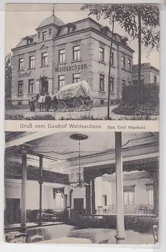 97449 Mehrbild Ak Gruß vom Gasthof Waldsachen mit Fuhrwerk davor um 1910