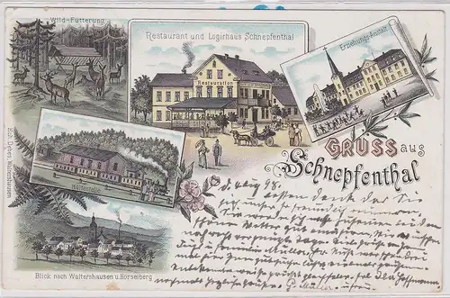 57693 Ak Lithographie Gruß aus Schnepfenthal Restaurant und Logirhaus 1898