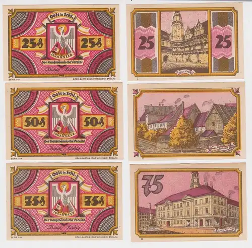 3 Banknoten Notgeld Kaufmännischer Verein Oels ohne Jahr (151674)
