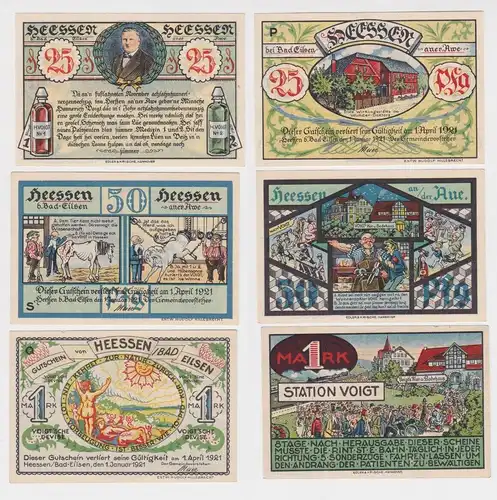 3 Banknoten Notgeld Gemeinde Heessen bei Bad Eilsen 1921 (157672)