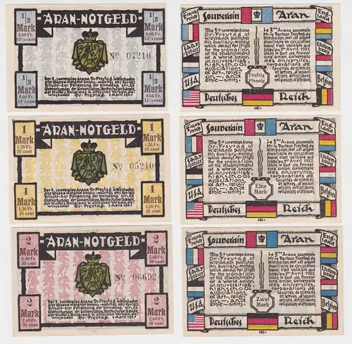 3 Banknoten Notgeld Wiesbaden Dr.Freytag souveräner Aran 1.4.1921 (150688)