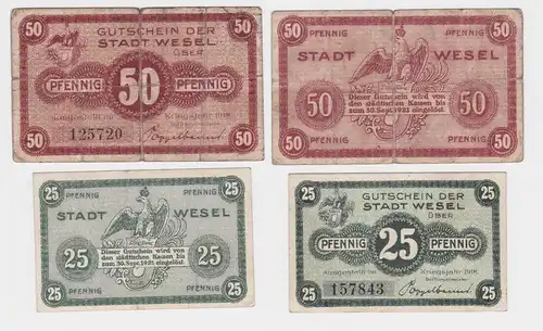 25 & 50 Pfennig Banknoten Notgeld Stadt Wesel 1921 (155437)