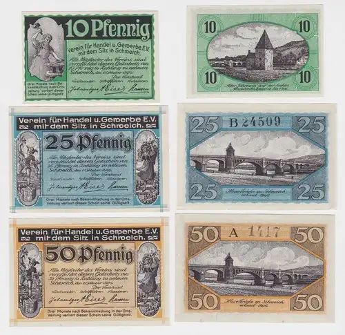 10,25 & 50 Pfennig Banknoten Notgeld Schweich Verein für Handel & Gewerb(153245)