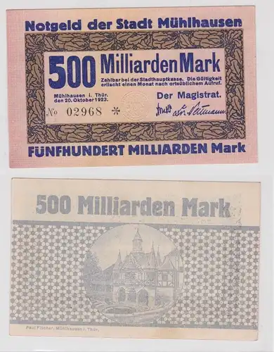 500 Milliarden Mark Banknote Inflation Stadt Mühlhausen 20.10.1923 (148724)