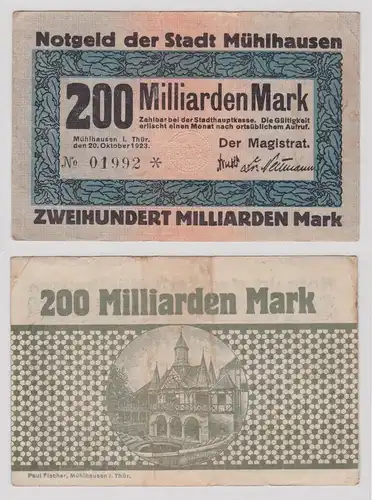 200 Milliarden Mark Banknote Inflation Stadt Mühlhausen 20.10.1923 (145975)