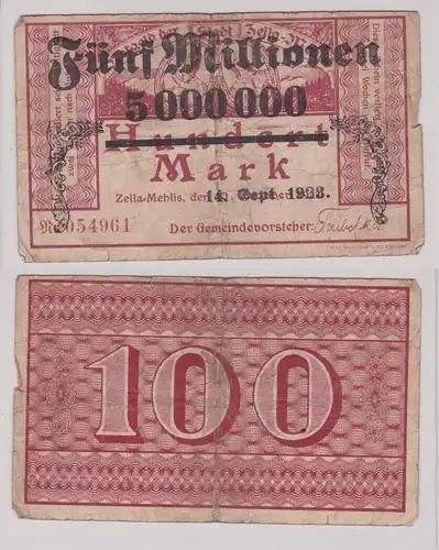 5 Millionen Mark Banknote Stadt Zella Mehlis 14.9.1923 (146085)