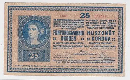 25 Kronen Banknote Österreichisch Ungarische Bank 27.10.1918 P 12 (141386)