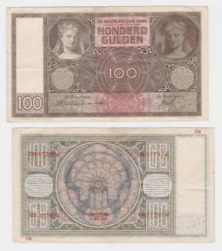 100 Gulden Banknote Niederlande 31.05.1939 Pick 51c (144284)