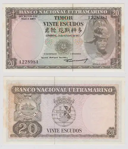 20 Escudos Banknote Timor 1967 Pick 26 fast UNC (144033)