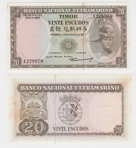 20 Escudos Banknote Timor 1967 Pick 26 UNC (146006)