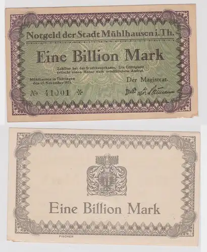 1 Billion Mark Banknote Inflation Stadt Mühlhausen 15.11.1923 (141403)