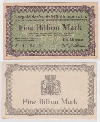 1 Billion Mark Banknote Inflation Stadt Mühlhausen 15.11.1923 (145229)