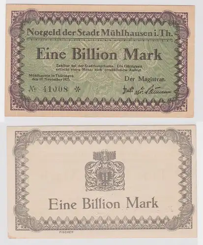 1 Billion Mark Banknote Inflation Stadt Mühlhausen 15.11.1923 (145920)