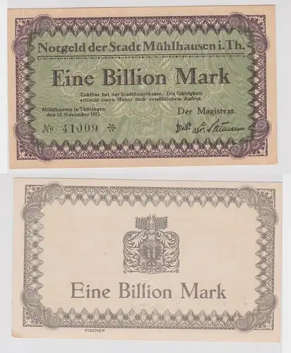 1 Billion Mark Banknote Inflation Stadt Mühlhausen 15.11.1923 (141462)