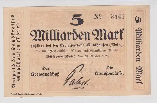5 Milliarden Mark Banknote Inflation Kreissparkasse Mühlhausen 1923 (149642)