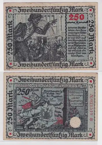 250 Mark Banknote Inflation Stadt Mühlhausen 15.10. 1923 (146384)