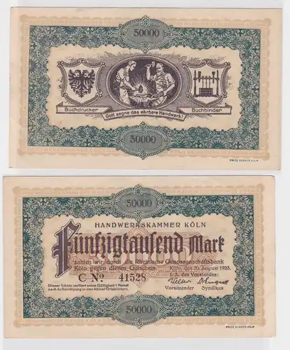 50000 Mark Banknote Handwerkskammer Köln 20.08.1923 (131109)
