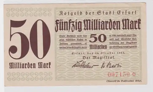 50 Milliarden Mark Banknote Inflation Stadt Erfurt 24.10.1923 (130342)