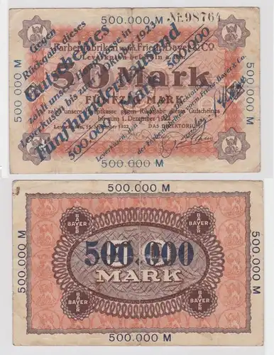 500000 Mark Banknote Farbenfabriken Bayer Leverkusen bei Köln 1923 (135389)