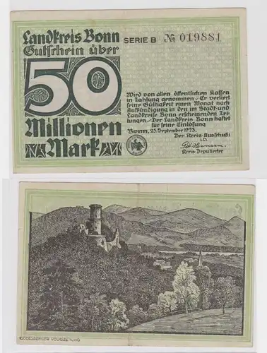 50 Millionen Mark Banknote Landkreis Bonn 25.9.1923 (130203)