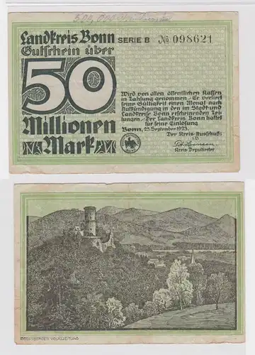 50 Millionen Mark Banknote Landkreis Bonn 25.9.1923 (136622)