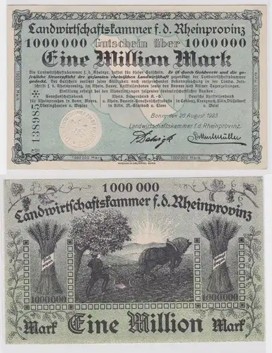1 Million Mark Banknote Bonn Landwirtschaftskammer Rheinprovinz 1923 (135719)