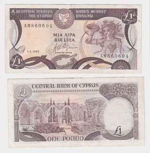 1 Pound Pfund Banknote Zypern Cyprus 01. Februar 1992 Pick 53a (138685)