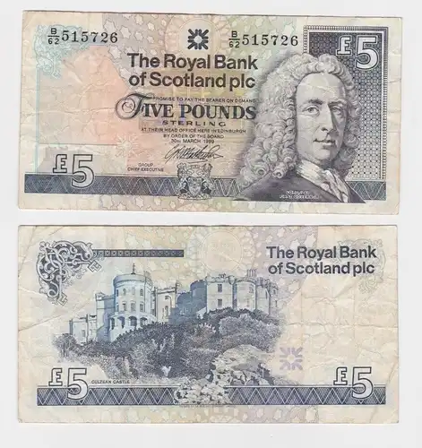 5 Pound Pfund Banknote Royal Bank of Scotland 1999 Pick 352 c (133126)