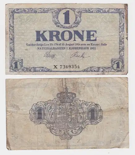 1 Krone Banknote Dänemark 1921 Pick 12 (139353)