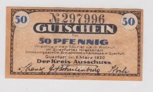 50 Pfennig Banknote Notgeld Kreis Querfurt 5.März 1920 (145945)
