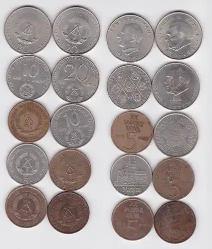 10 x DDR Gedenk Münzen 5,10 und 20 Mark Pieck, Thälmann, Grotewohl (135846)