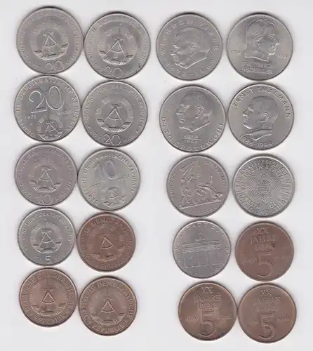 10 x DDR Gedenk Münzen 5,10 und 20 Mark Thälmann, Pieck, Grotewohl (138288)
