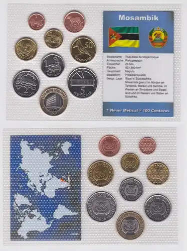 Kursmünzsatz KMS 9 Münzen Mosambik Stgl. im Blister (135392)