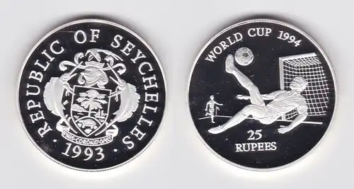 25 Rupees Silbermünze Seychellen Fussball WM in der USA 1994, 1993 (159612)