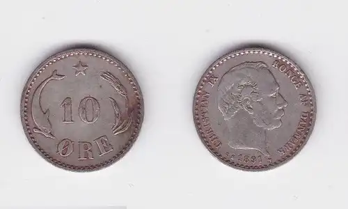 10 Öre Kupfer Münze Dänemark Delphin 1891 (124707)