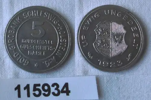 5/100 Gutschriftsmarke Gold Giro Bank Schleswig Holstein A.G. 1923 (115934)