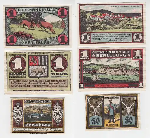 3 Banknoten Notgeld Stadt Berleburg 1921 (115411)