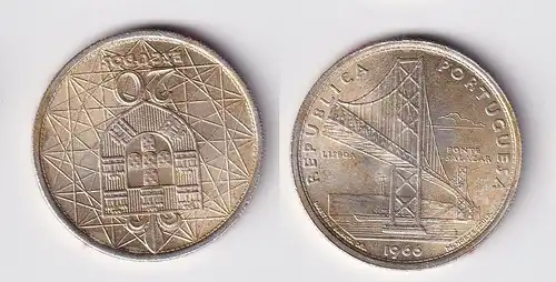 20 Escudos Silber Münze Portugal Salazar Brücke 1966 vz/Stgl. KM 592 (163550)
