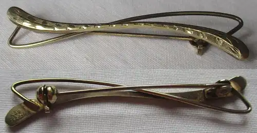 elegante 835er Silber Brosche im Art Déco Stil vergoldet (160062)