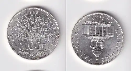 100 Franc Silber Münze Frankreich Panthéon 1982 vz/Stgl. (162910)