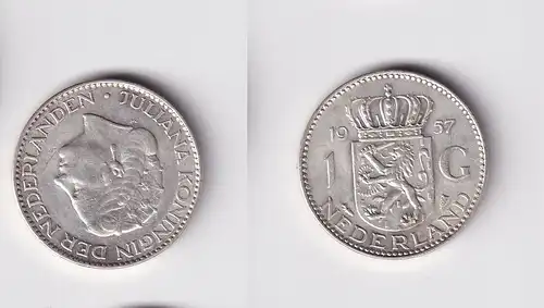 1 Gulden Silber Münze Niederlande 1957 ss (162049)