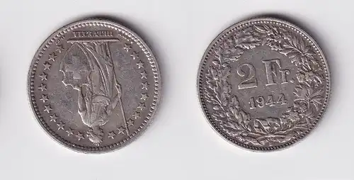 2 Franken Silber Münze Schweiz 1944 B (162658)