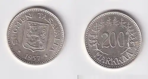 200 Markaa Silber Münze Finnland 1957 vz (163549)