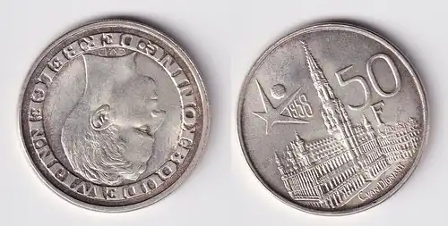 50 Franc Silber Münze Belgien 1958 Baudouin I. 1951-1993 (161109)