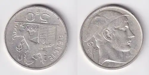 50 Franc Silber Münze Belgien 1950 ss (160037)