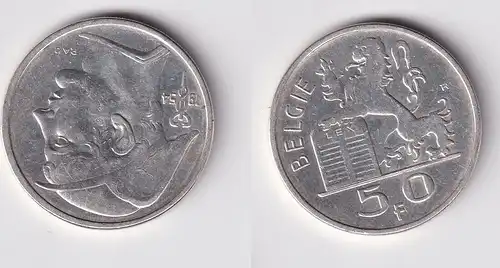 50 Franc Silber Münze Belgien 1954 ss (160887)