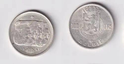 100 Franc Silber Münze Belgien 1951 ss+ (160327)