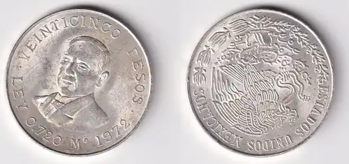 25 Pesos Silber Münze Mexiko  Benito Pablo Juárez Garcia 1972 vz (162564)
