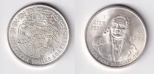 10 Pesos Silber Münze Mexiko Morelos 1977 vz/Stgl. (161793)