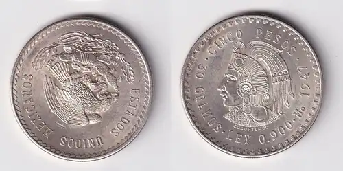 5 Pesos Silber Münze Mexiko 1947 vz (160273)